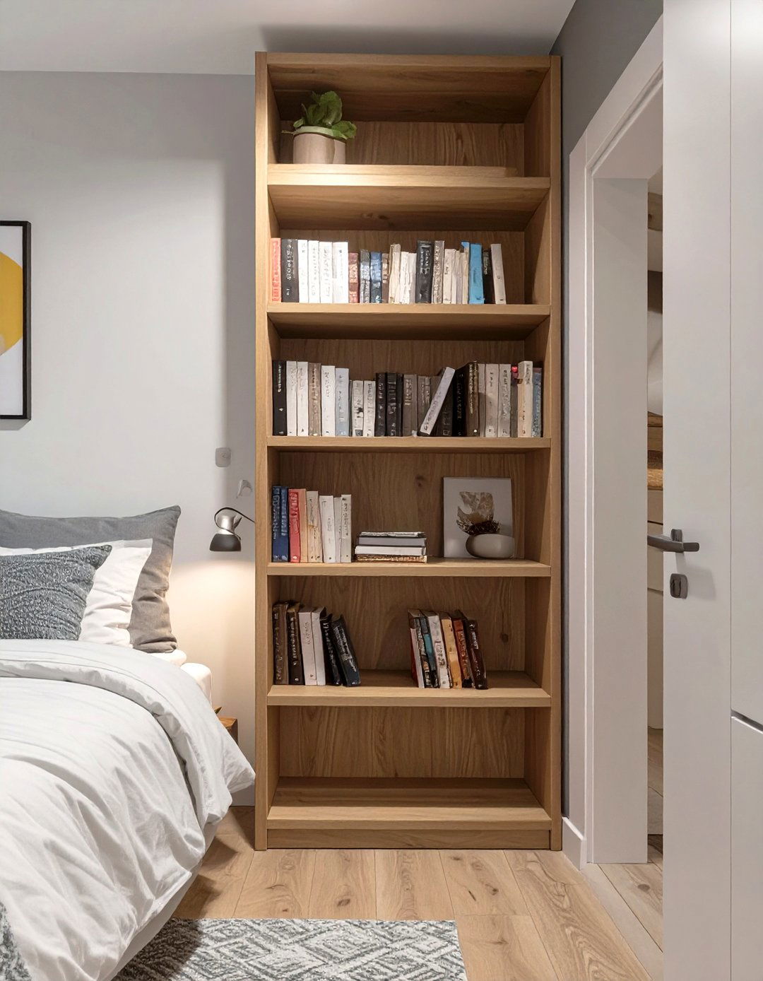 Skinny Bookshelves for Narrow Walls - 30 small bedroom furniture ideas