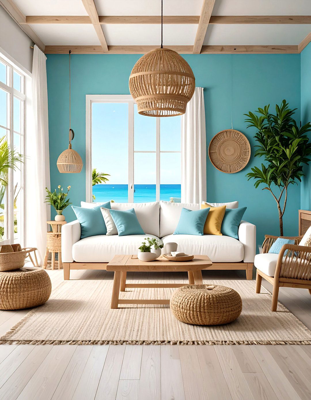 Sky Blue Accent Wall For An Airy Living Room - 30 living room paint ideas with accent wall