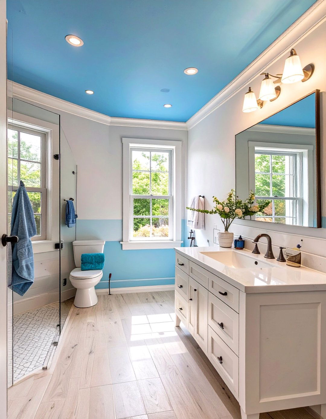 Sky Blue Ceiling Bathroom - 30 blue bathroom ideas