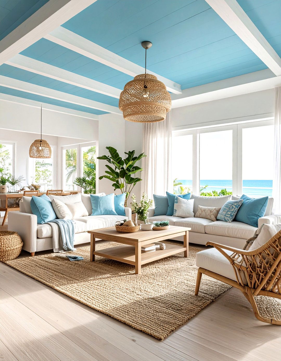 Sky Blue Ceiling Living Room - 30 living room painting ideas