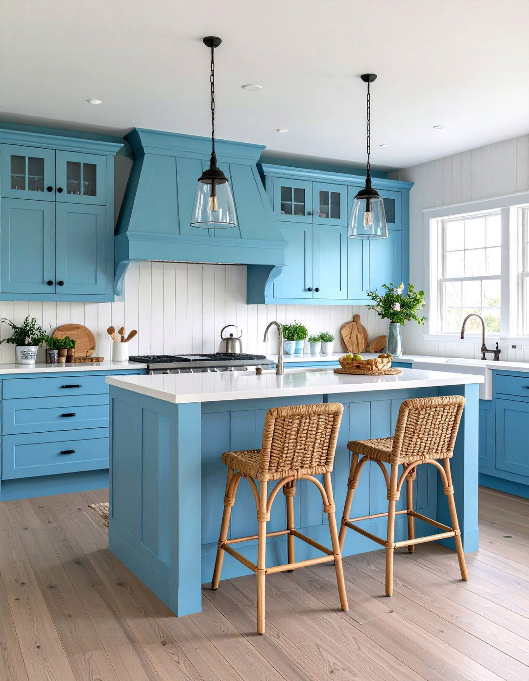 Sky Blue Coastal Kitchen - 30 kitchen paint ideas