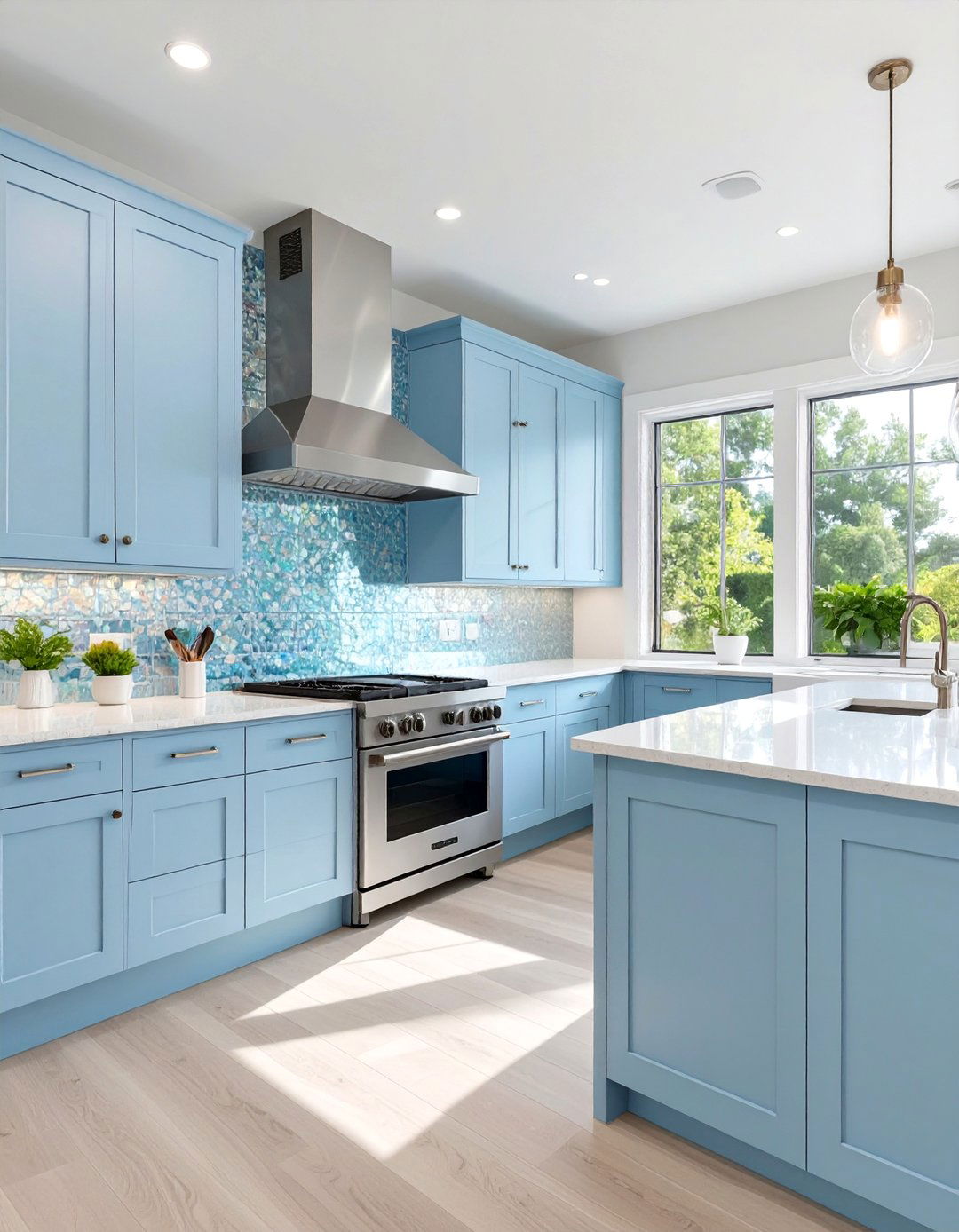 Sky Blue Kitchen for an Open and Airy Space - 30 blue kitchen cabinets ideas