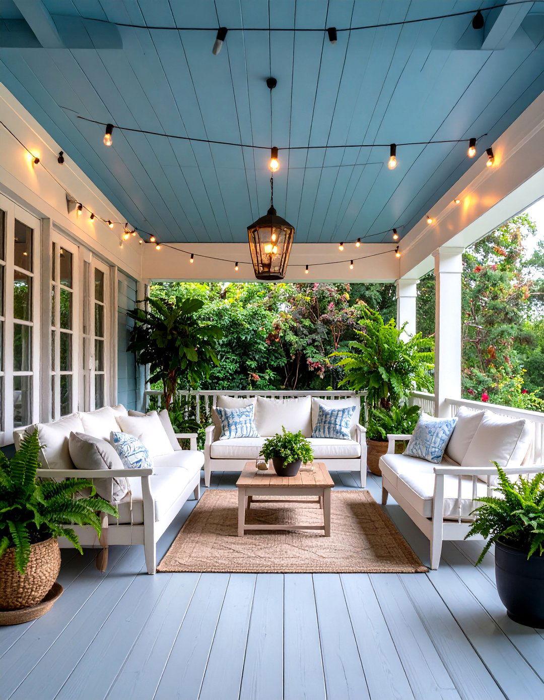 Sky Blue Painted Porch Ceiling - 30 inexpensive porch ceiling ideas