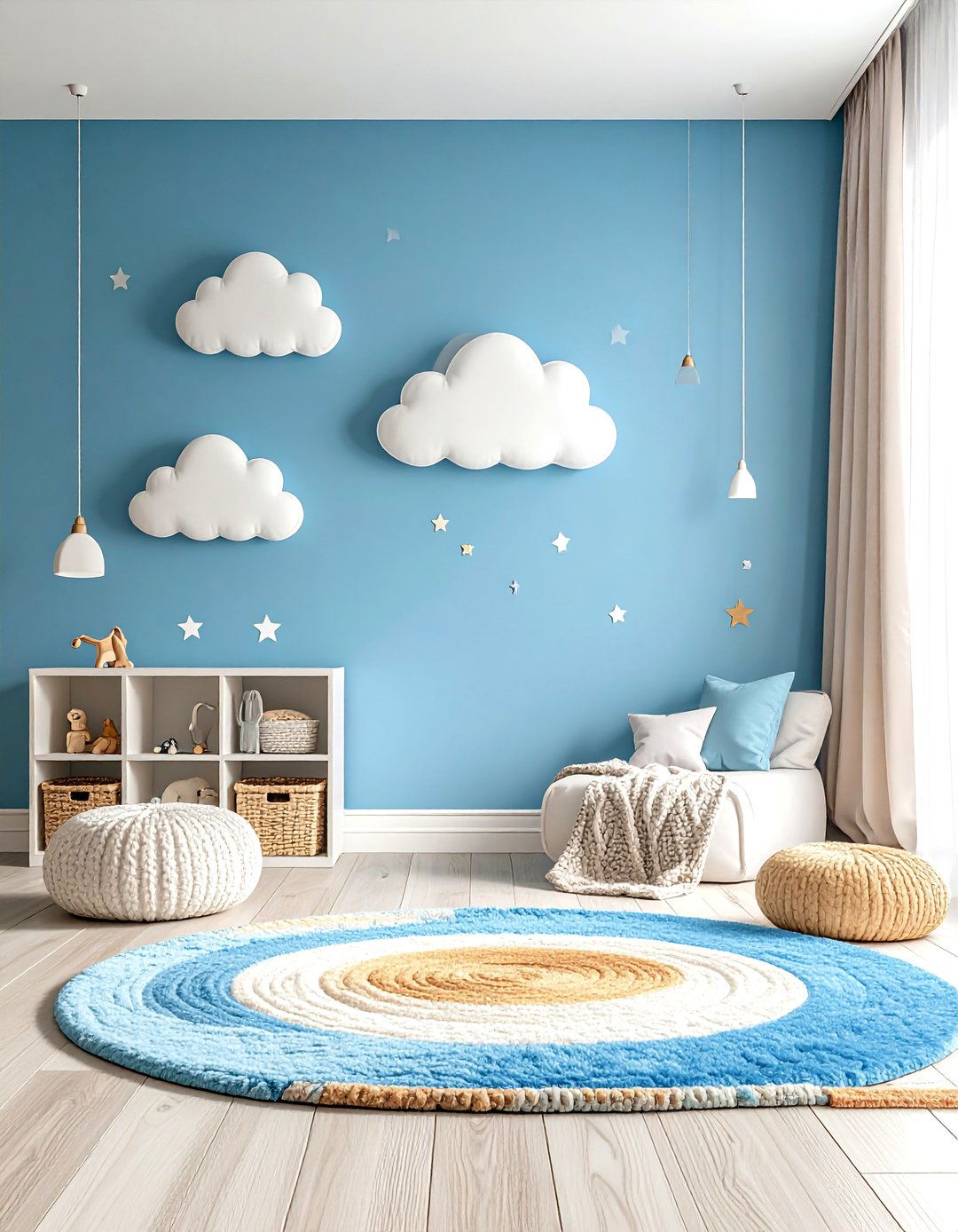 Sky Blue Playroom Accent Wall - 30 accent wall color ideas