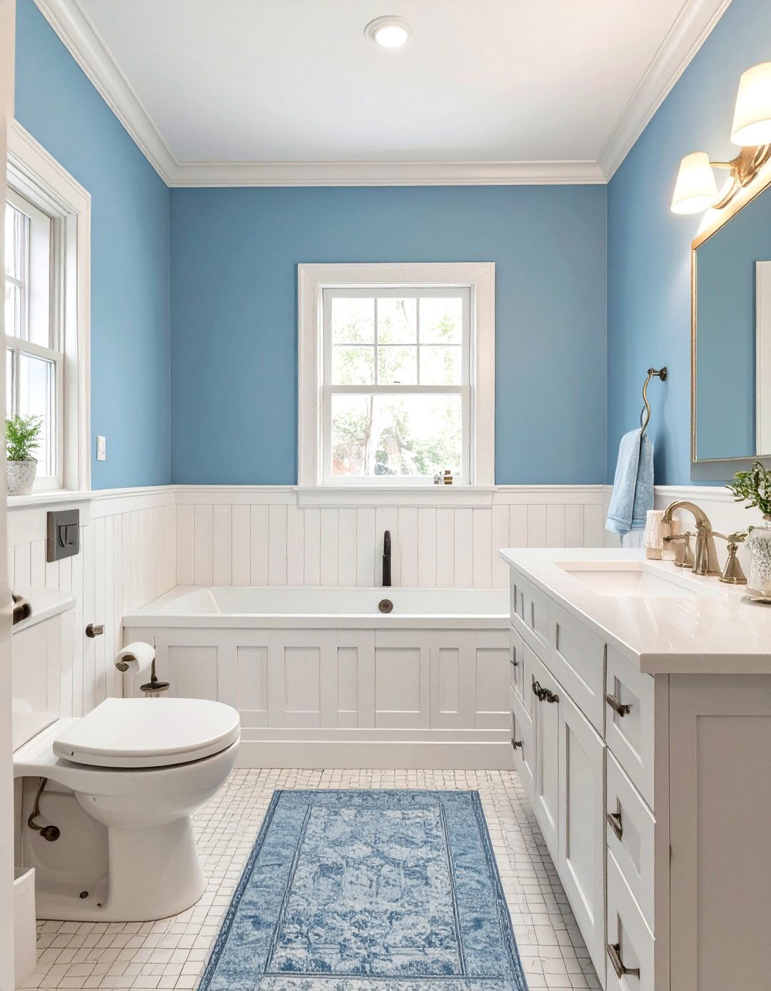 Sky Blue and Cloud White Bathroom - 30 bathroom colors ideas