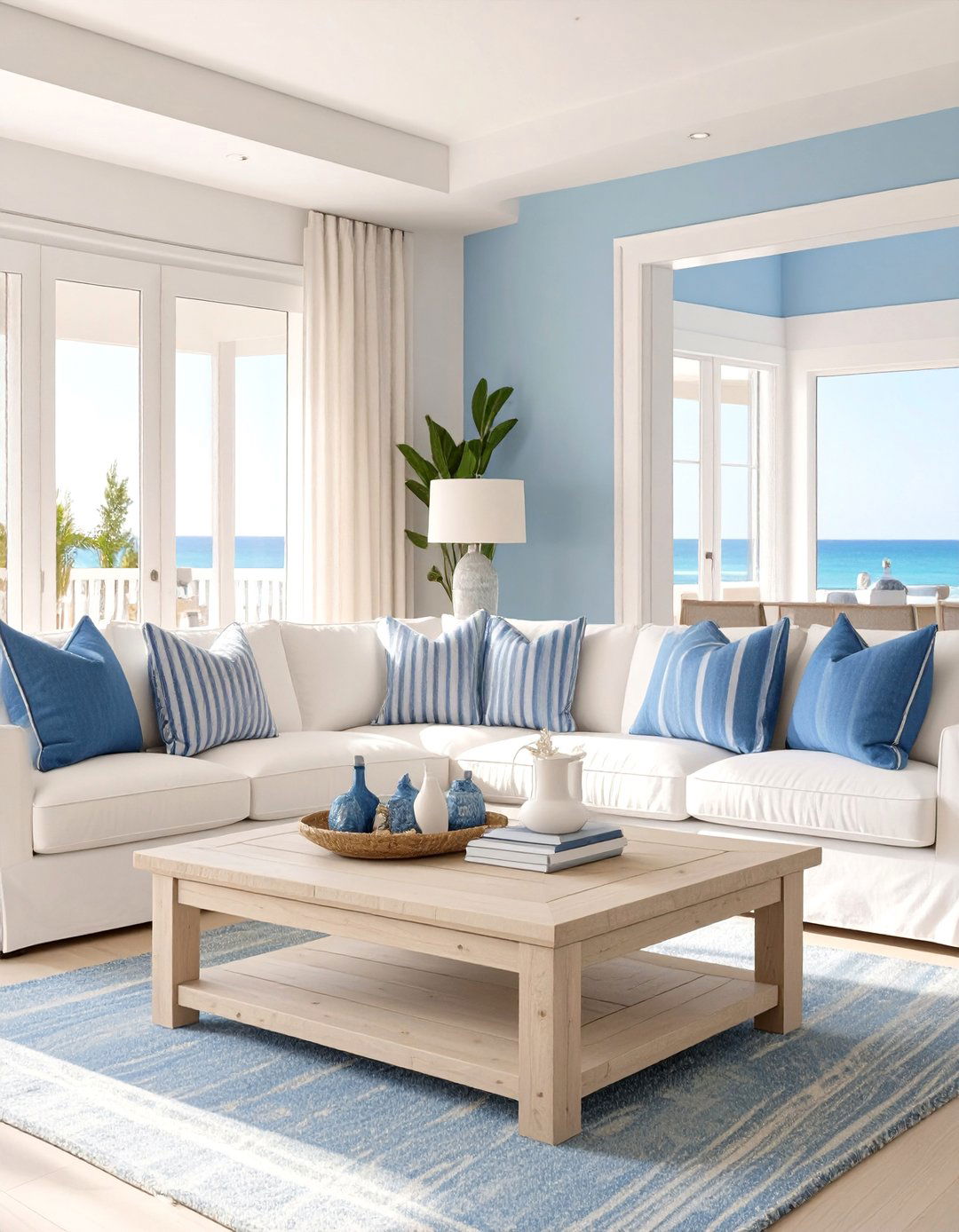 Sky Blue and White Living Room - 30 color ideas for living room