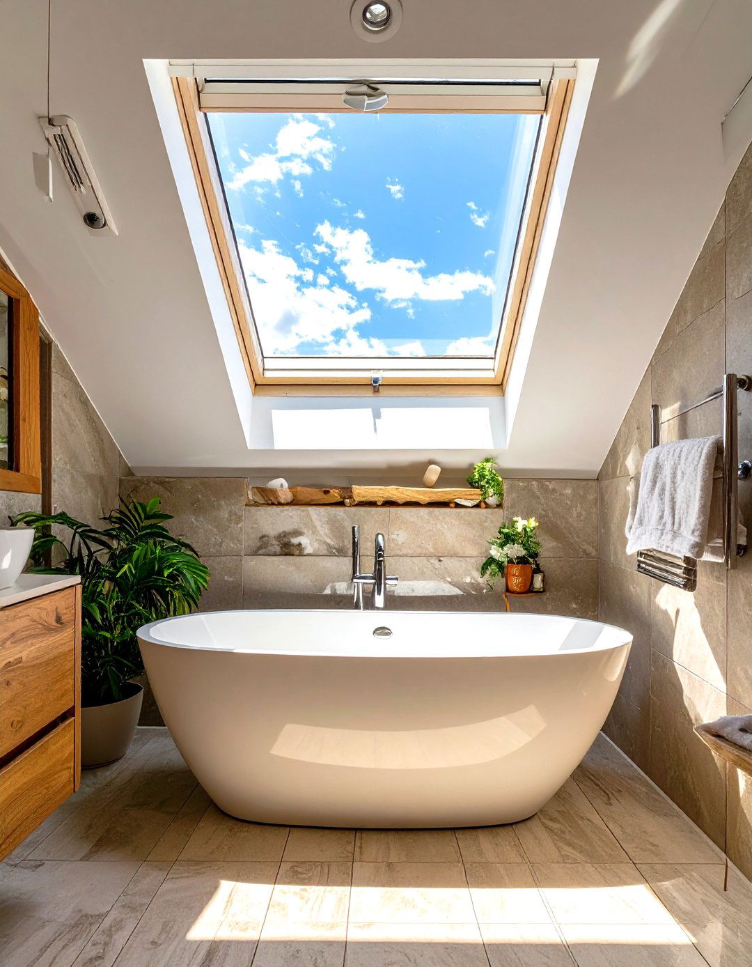 Skylight Above the Tub - 30 small bathroom ideas with tub