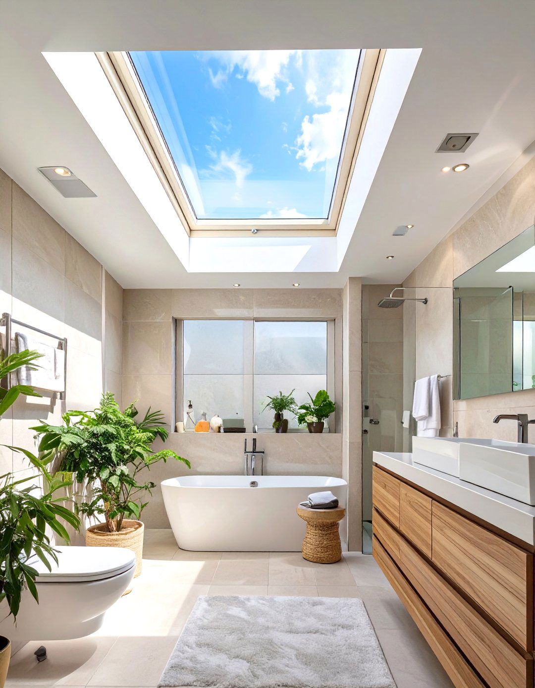 Skylight Bathroom Ceiling Feature - 30 bathroom ceiling ideas