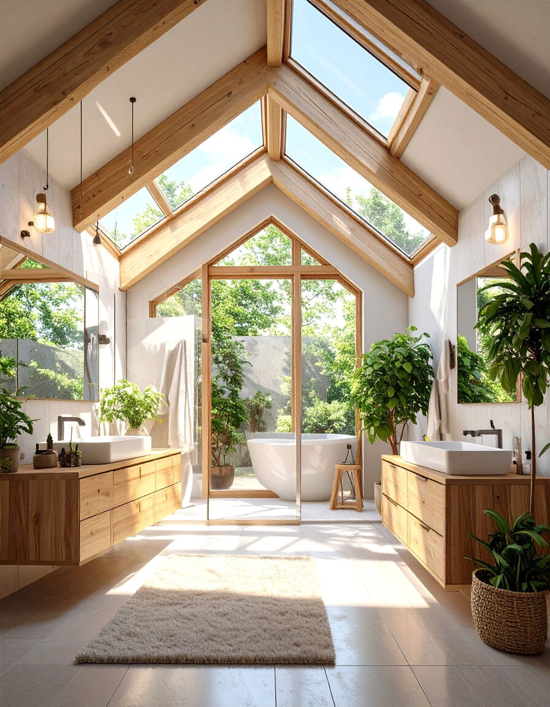 Skylight Focused Minimalist Attic Bathroom - 30 attic bathroom ideas