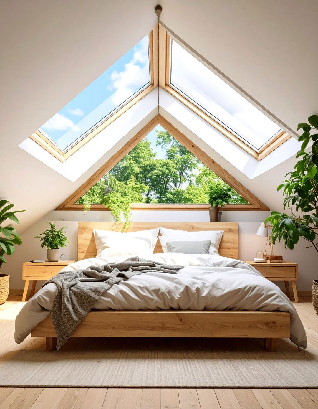 Skylight Focused Natural Attic Bedroom - 30 modern attic bedroom ideas