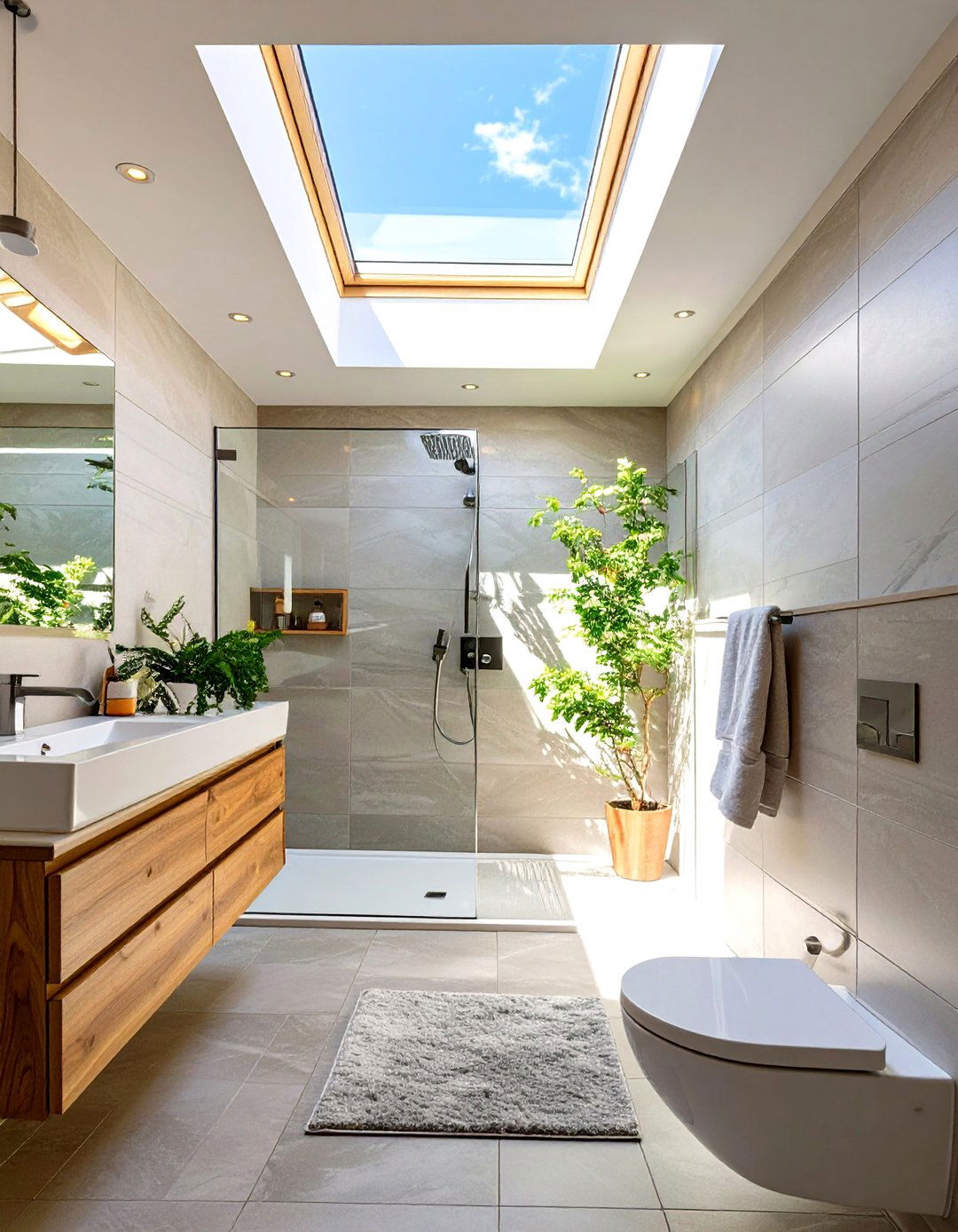 Skylight Lit Bathroom - 30 bathroom ideas small