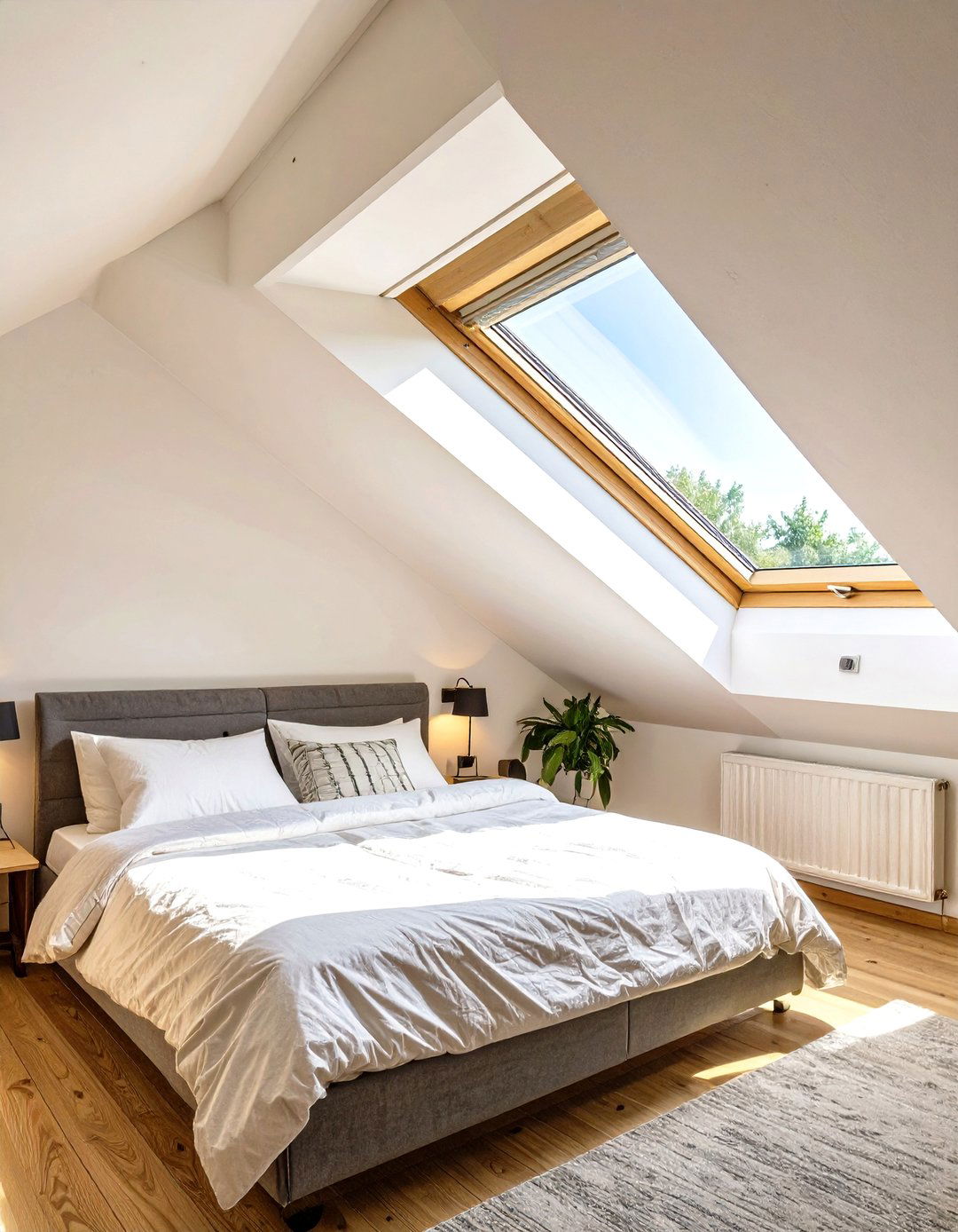 Skylight Windows for Natural Light - 30 small attic bedroom low sloped ceiling bedroom ideas