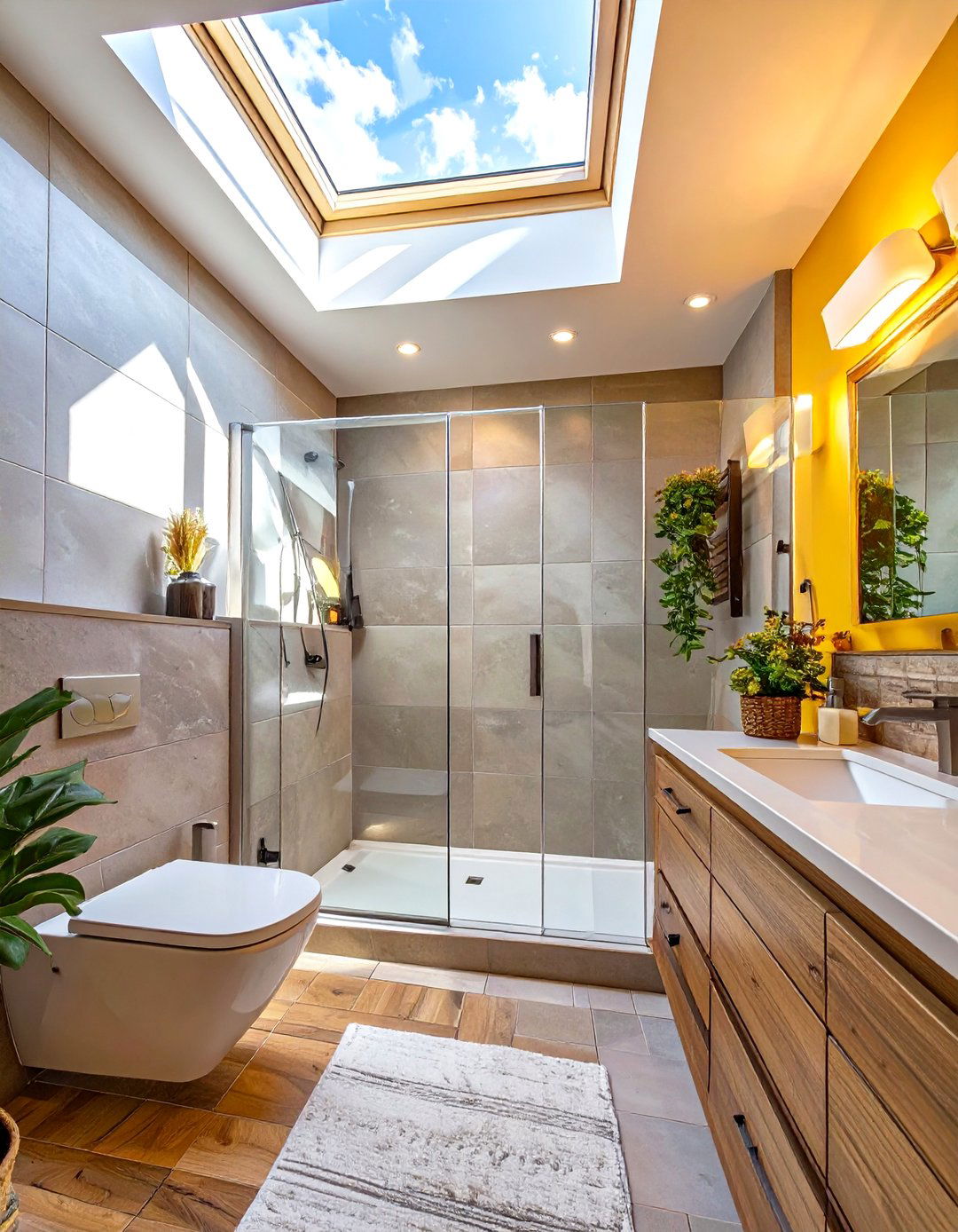 Skylight for Natural Illumination - 30 small bathroom remodel ideas with shower