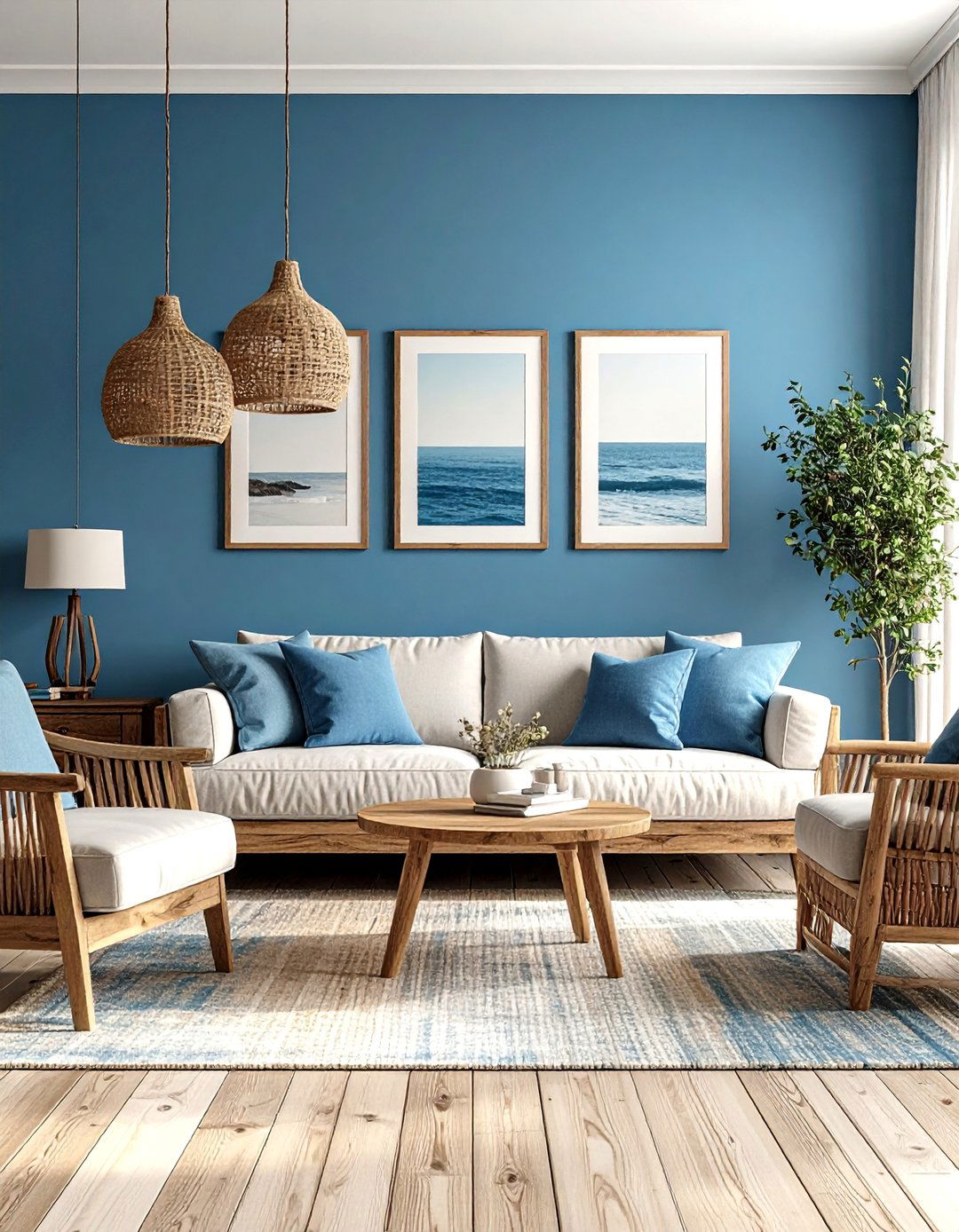 Slate Blue Accent Wall for a Coastal Theme - 30 accent wall color ideas