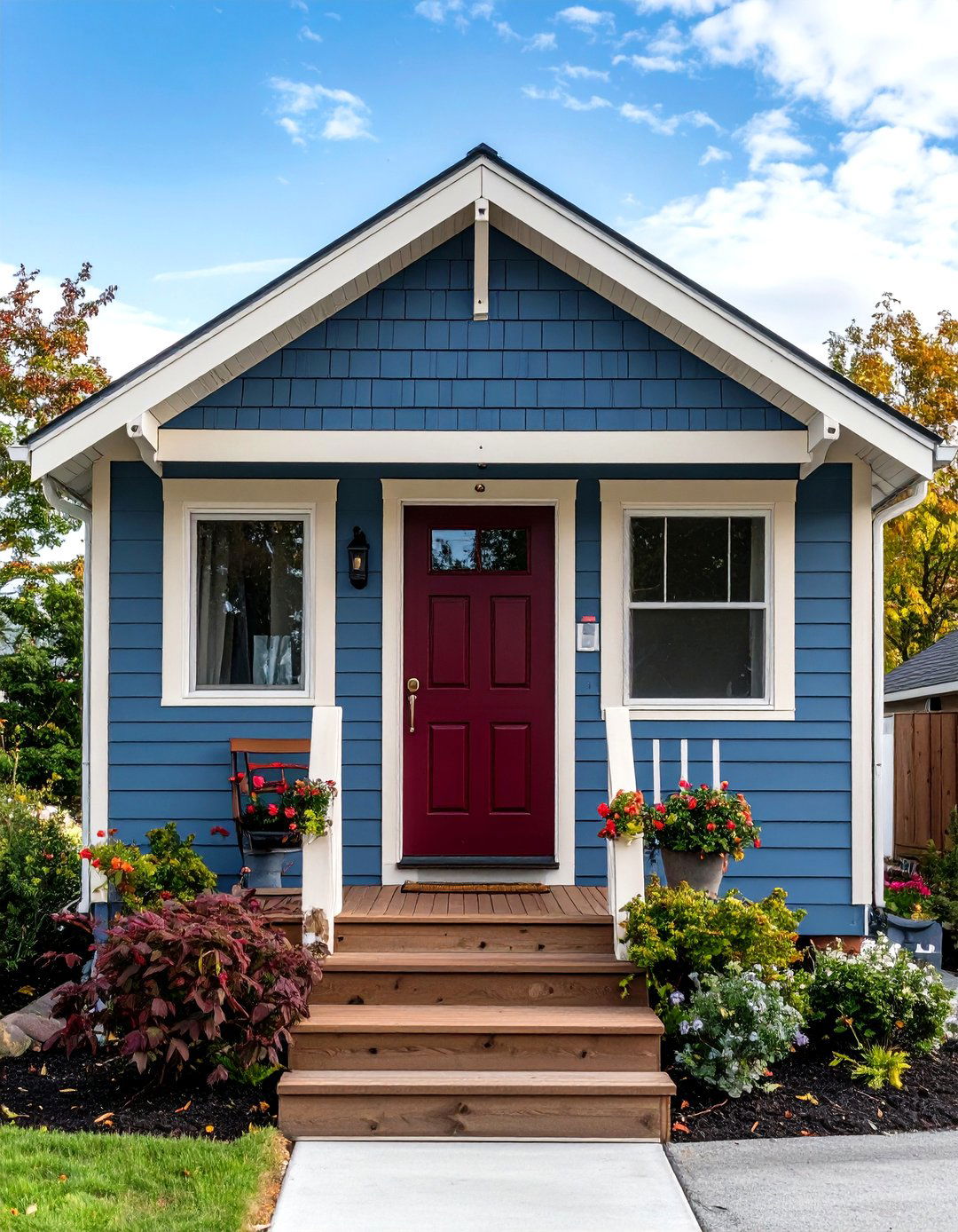 Slate Blue and Cream - 30 exterior paint mobile home paint color ideas