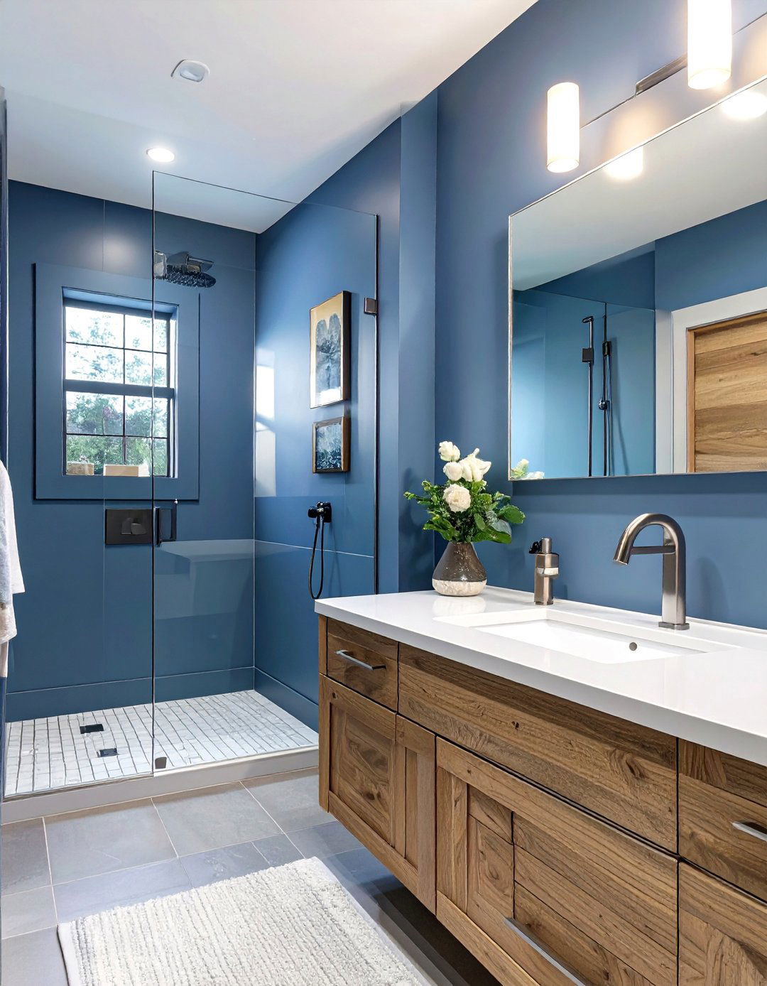 Slate Blue and Wood Bathroom - 30 bathroom colors ideas