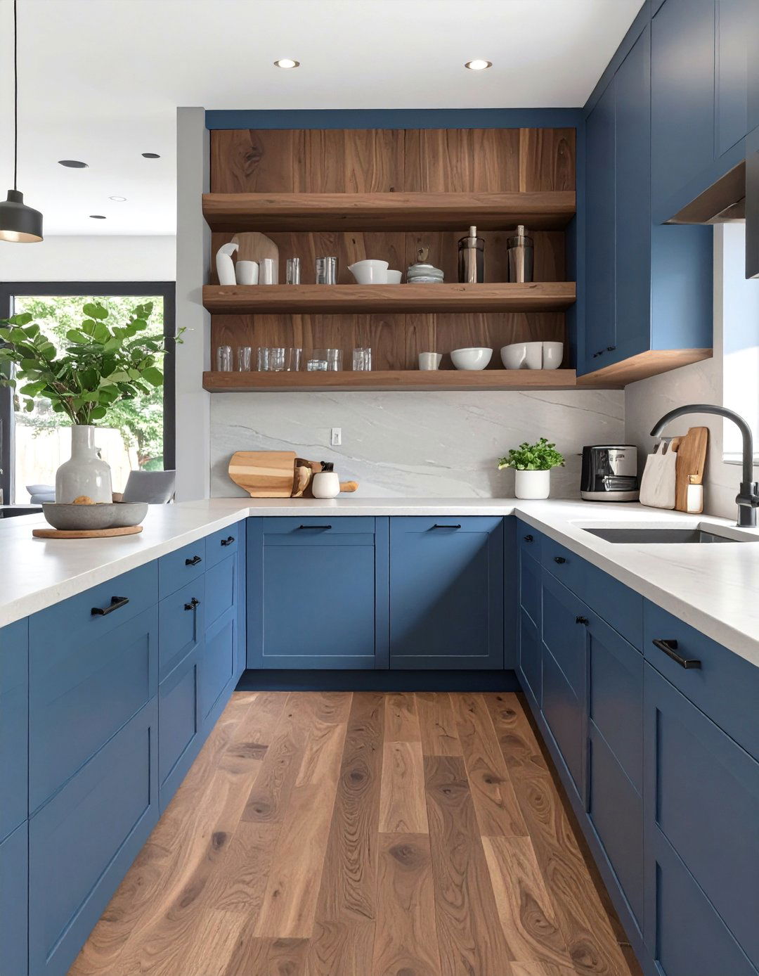 Slate Blue and Wood Kitchen - 30 blue kitchen ideas