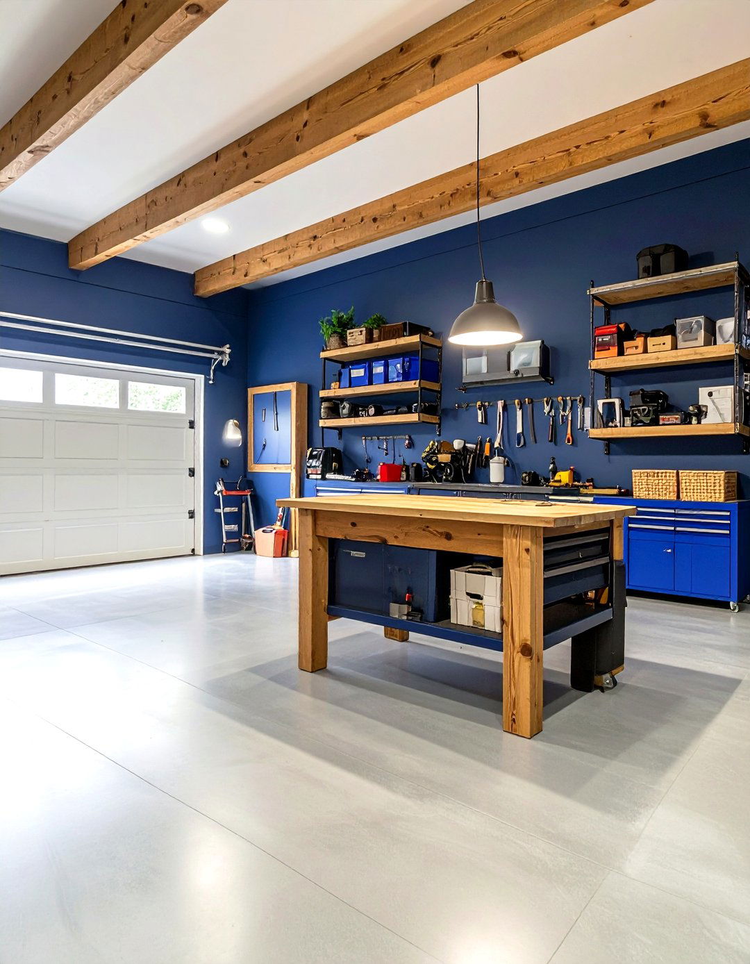 Slate Blue and Wood Tones - 30 garage paint color ideas