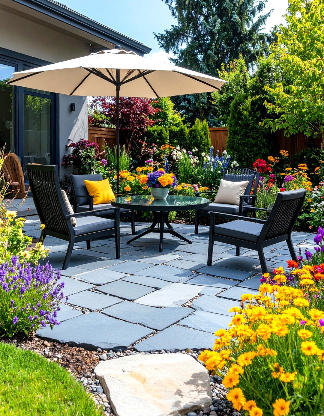Slate Look Concrete Paver Patio - 30 diy cheap patio paver ideas