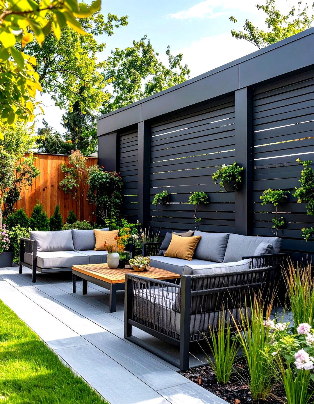 Slatted Composite Wood Patio Privacy Wall - 30 patio privacy wall ideas