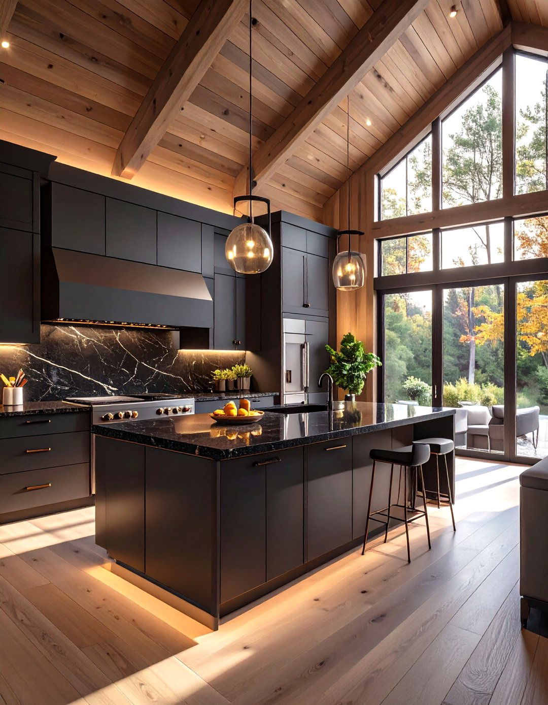 Sleek All Black Kitchen - 30 barndominium kitchen ideas