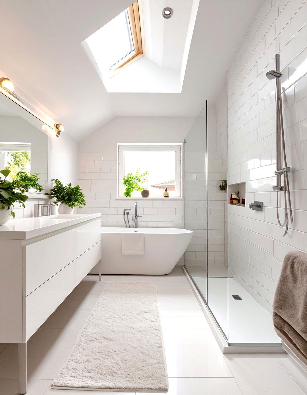 Sleek All White Attic Bathroom - 30 attic bathroom ideas