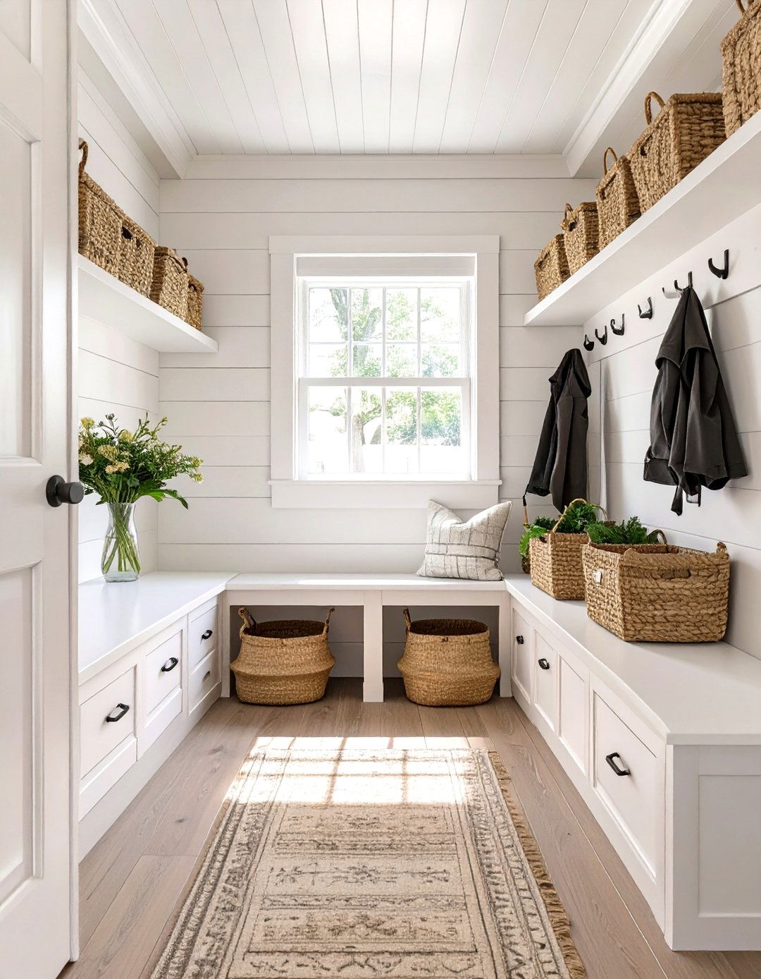 Sleek All White Mudroom - 30 mudroom inspiration