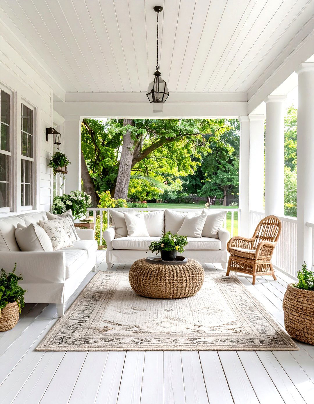 Sleek All White Porch - 30 enclosed porch ideas
