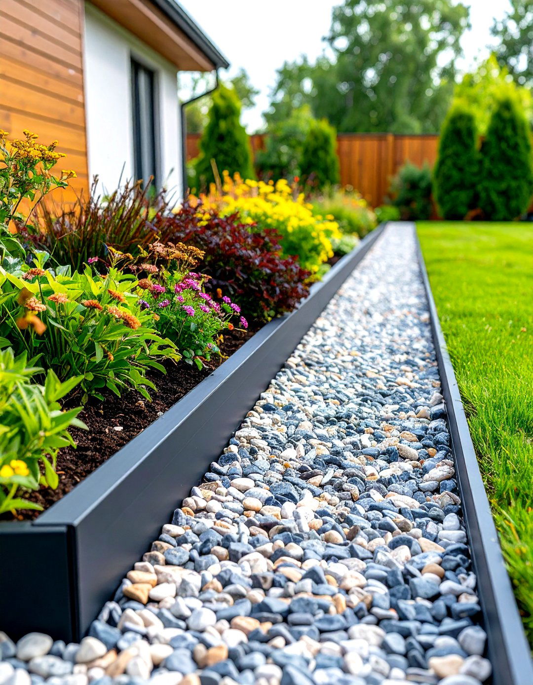 Sleek Aluminum Edging for a Pea Gravel Patio - 30 pea gravel patio edging ideas