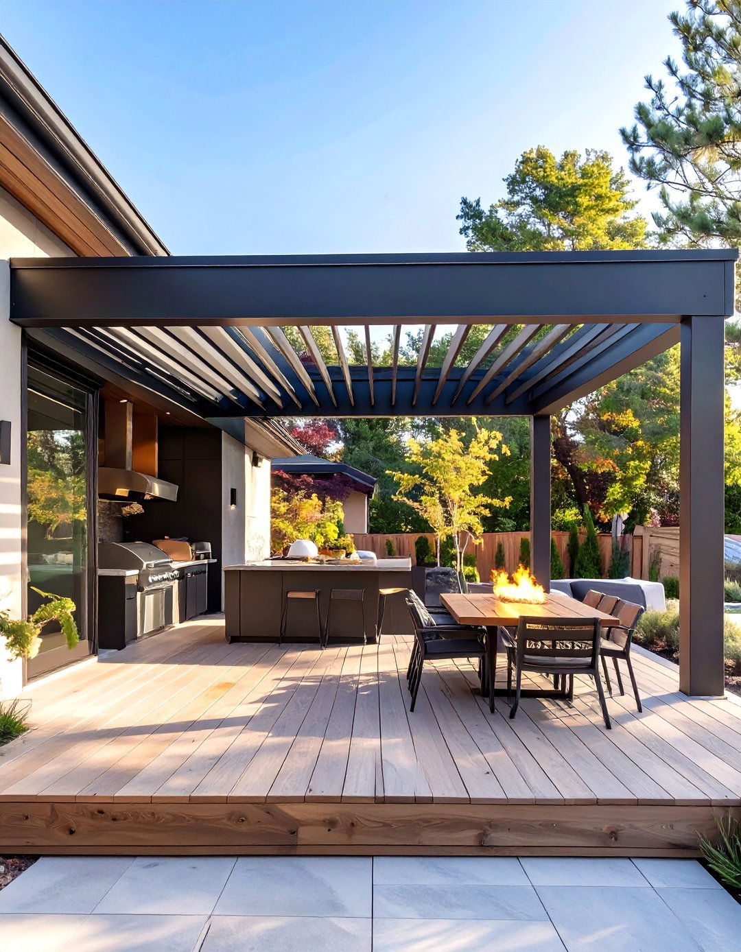 Sleek Aluminum Louvered Roof System - 30 deck awning ideas