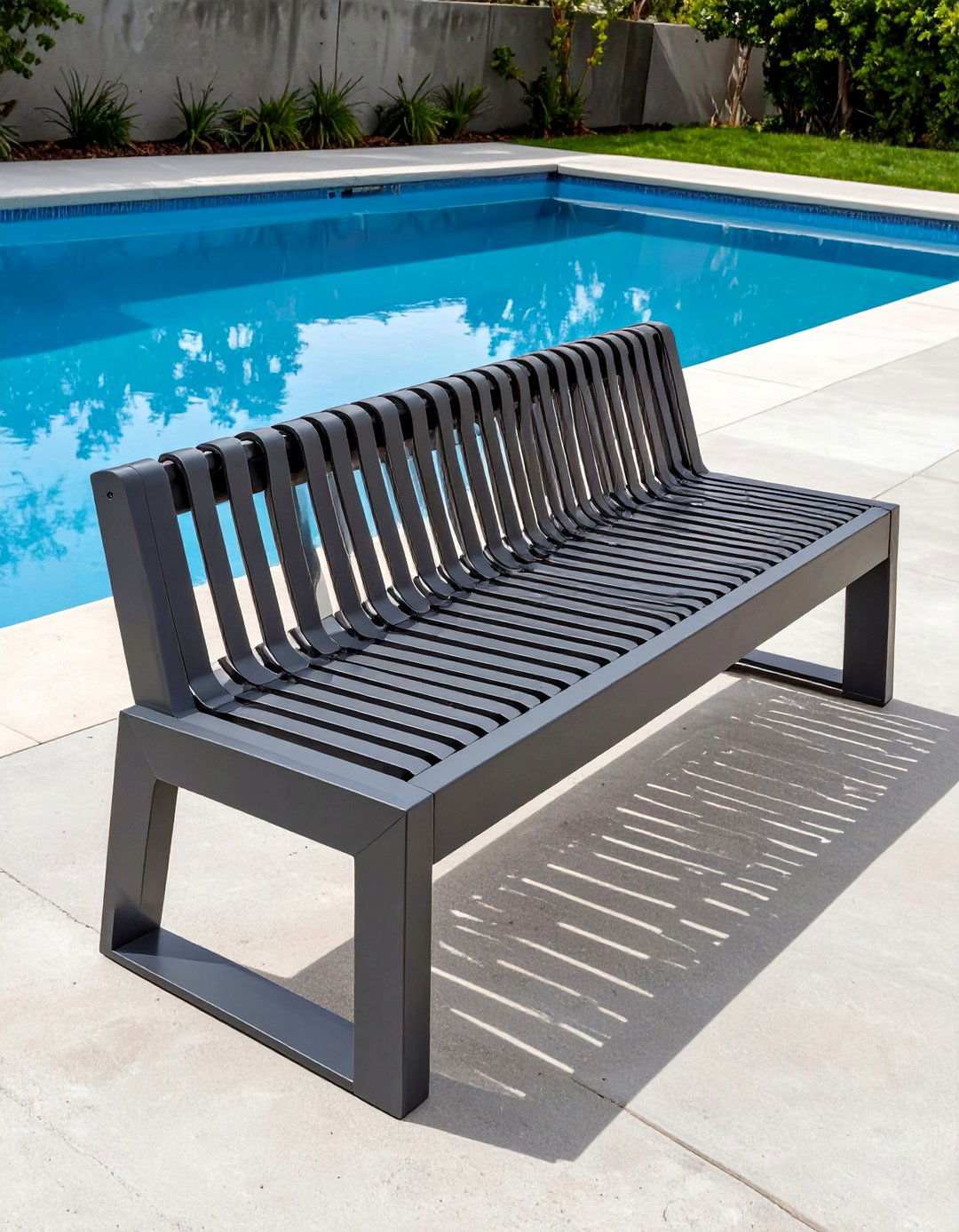 Sleek Aluminum Slat Bench - 30 outdoor bench ideas