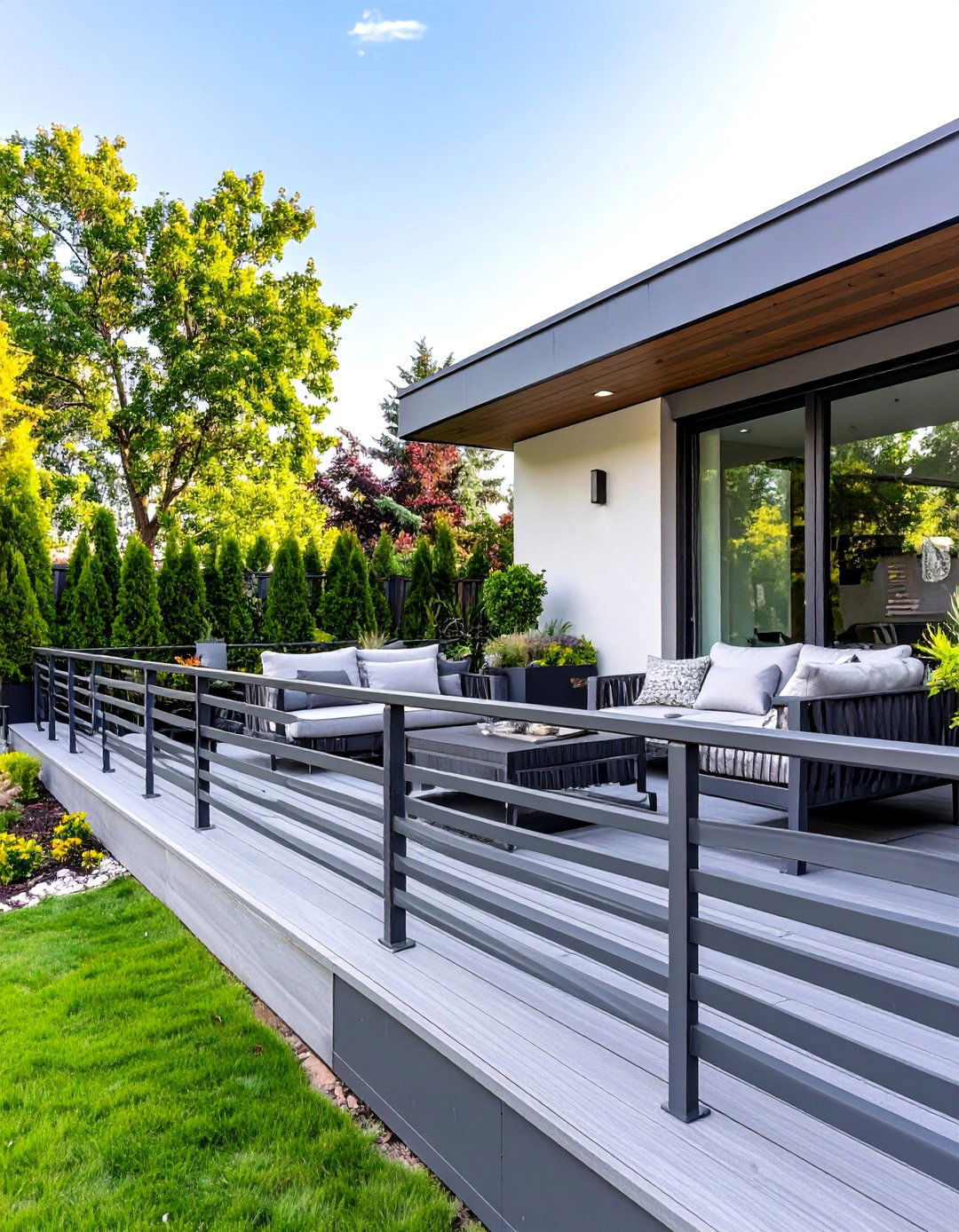Sleek Aluminum Slat Railing - 30 horizontal deck railing ideas