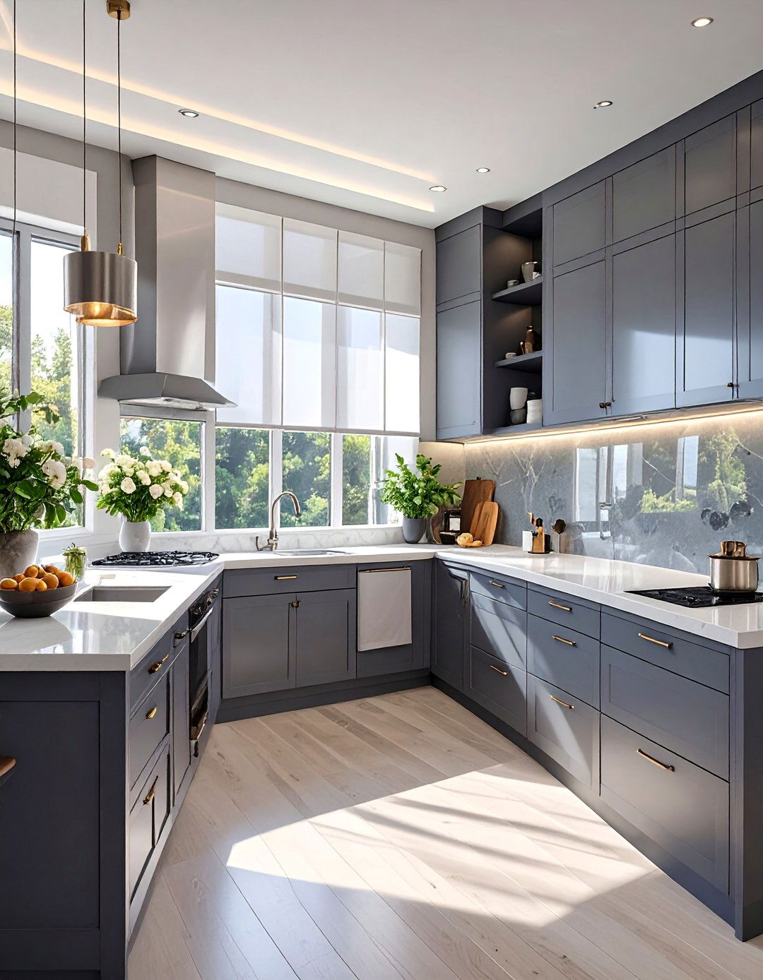 Sleek Back Painted Glass - 30 backsplash ideas for dark cabinets and light countertops