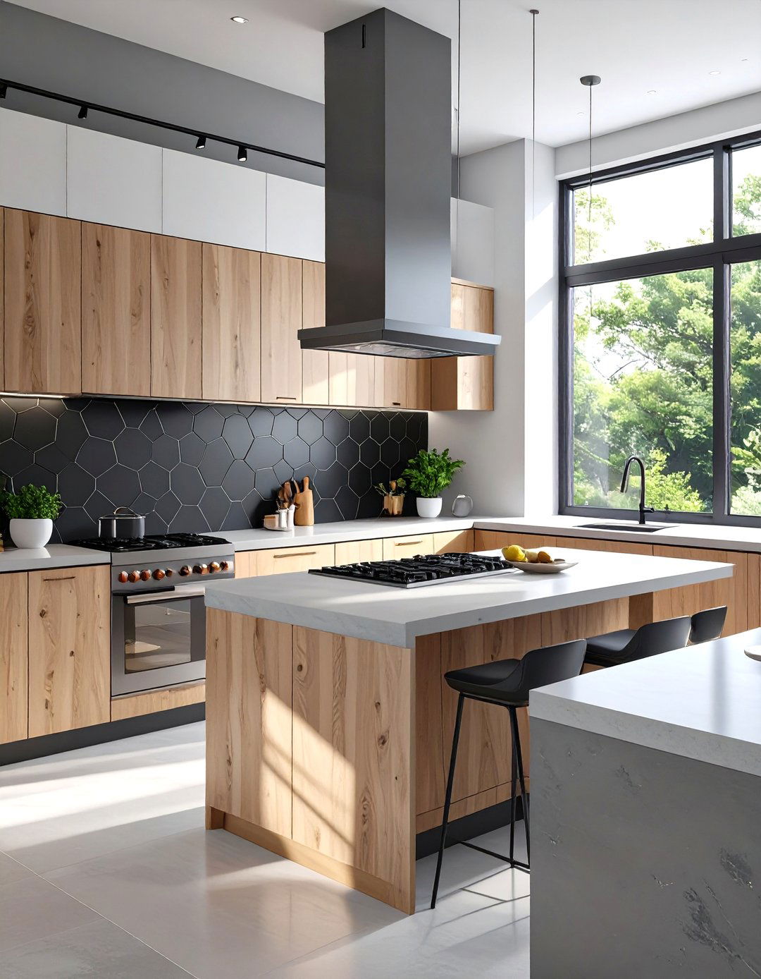 Sleek Black Hexagon Tile Kitchen Backsplash - 30 backsplash kitchen ideas