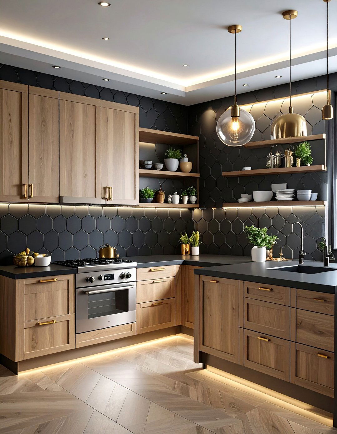 Sleek Black Hexagon Tile - 30 backsplash tile ideas