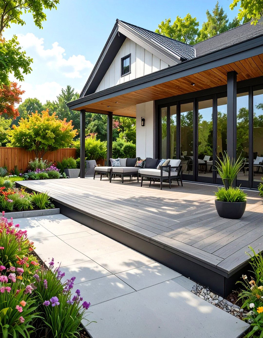 Sleek Black Metal Horizontal Panels - 30 horizontal deck skirting ideas