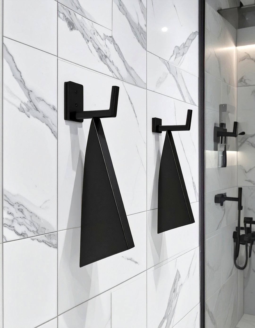 Sleek Black Towel Hooks - 30 bathroom towel hooks ideas