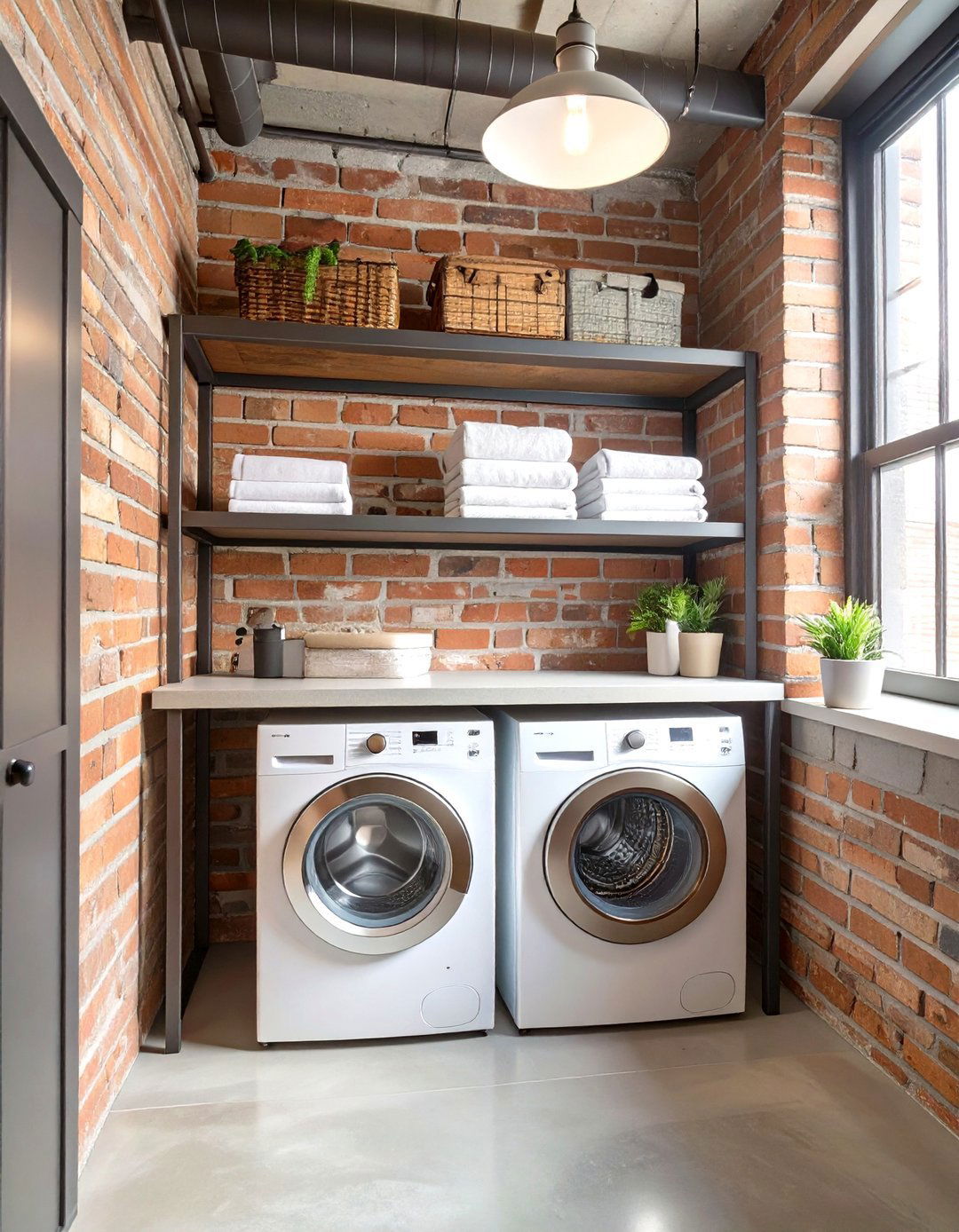 Sleek Black and White Laundry Design - 30 modern stacked laundry room ideas