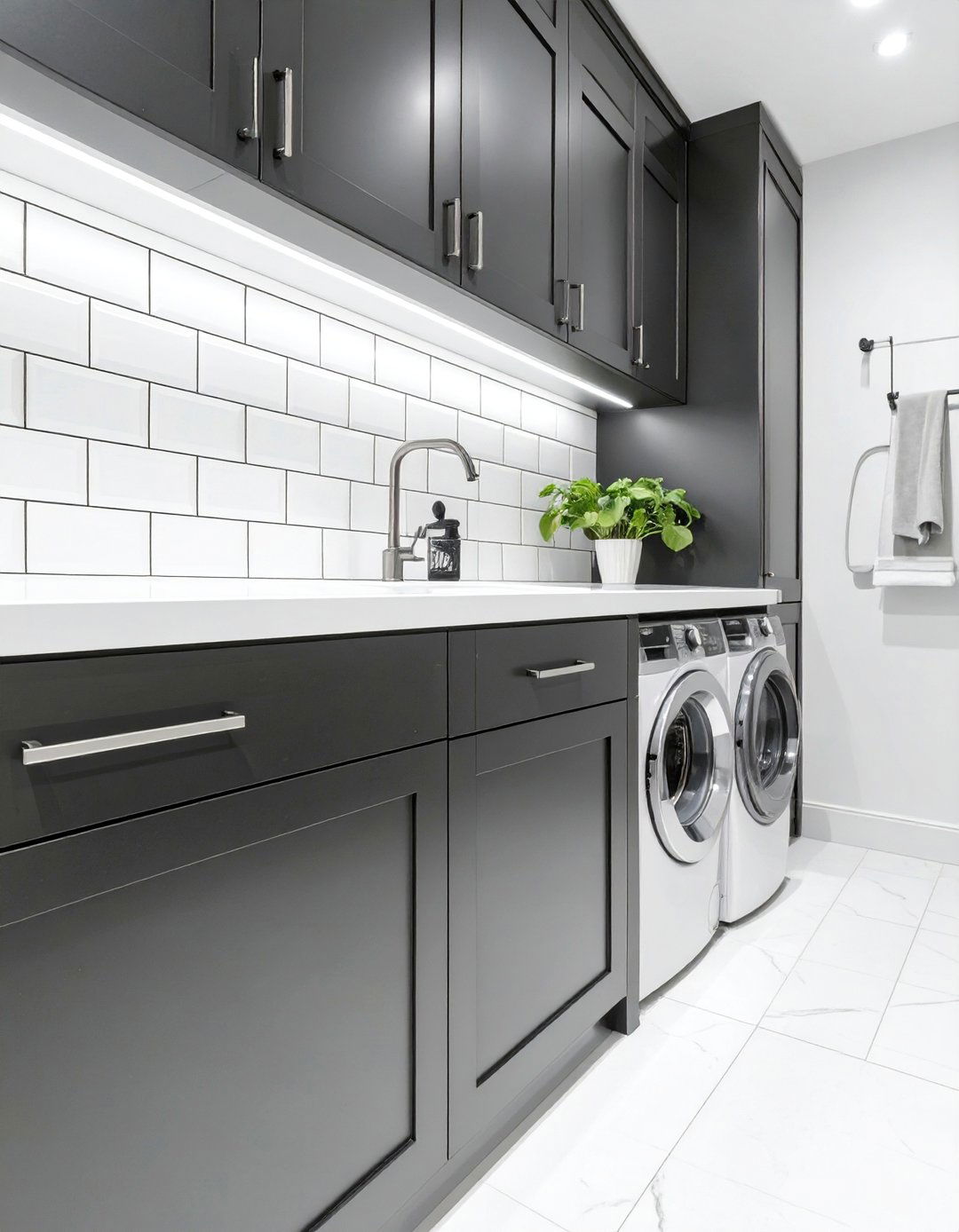 Sleek Black and White Laundry Room - 30 ai laundry room design ideas
