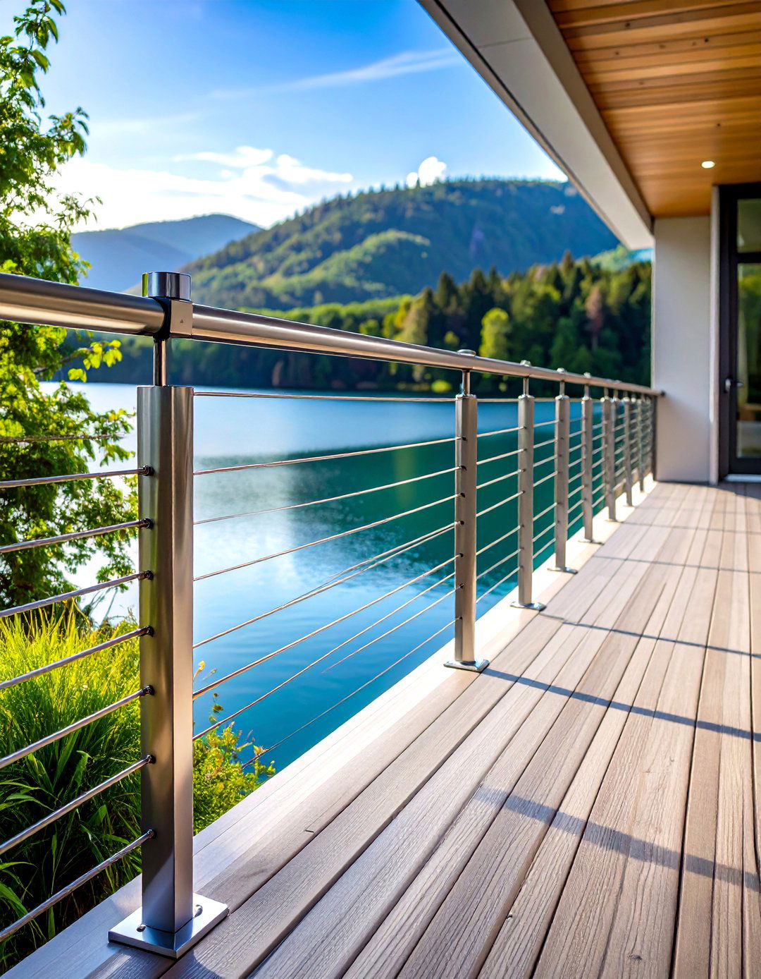 Sleek Cable Porch Railing Design - 30 porch railing designs