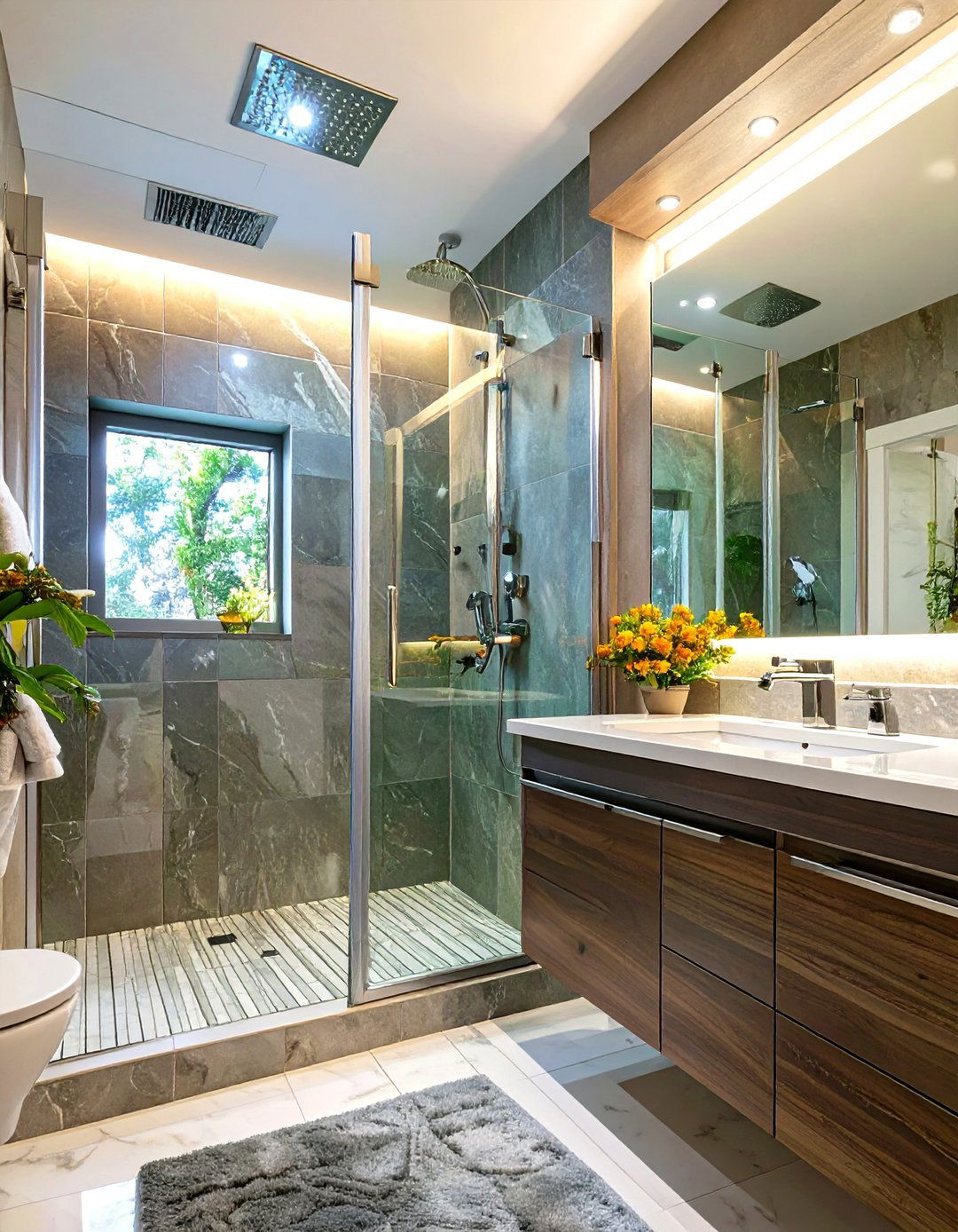 Sleek Chrome and Glass Bathroom - 30 mens bathroom ideas