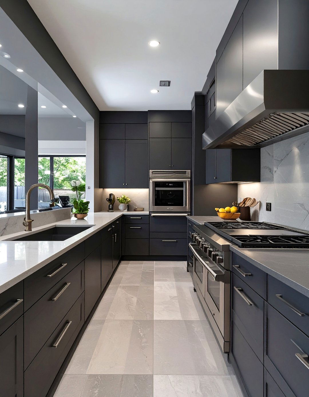 Sleek Dark Gray Kitchen - 30 dark kitchen ideas
