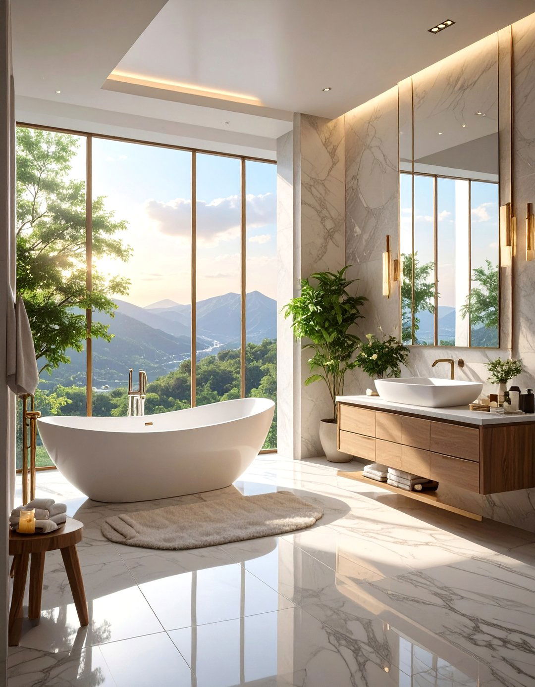 Sleek Freestanding Tub and Vanity Bathroom - 30 bathroom furniture ideas