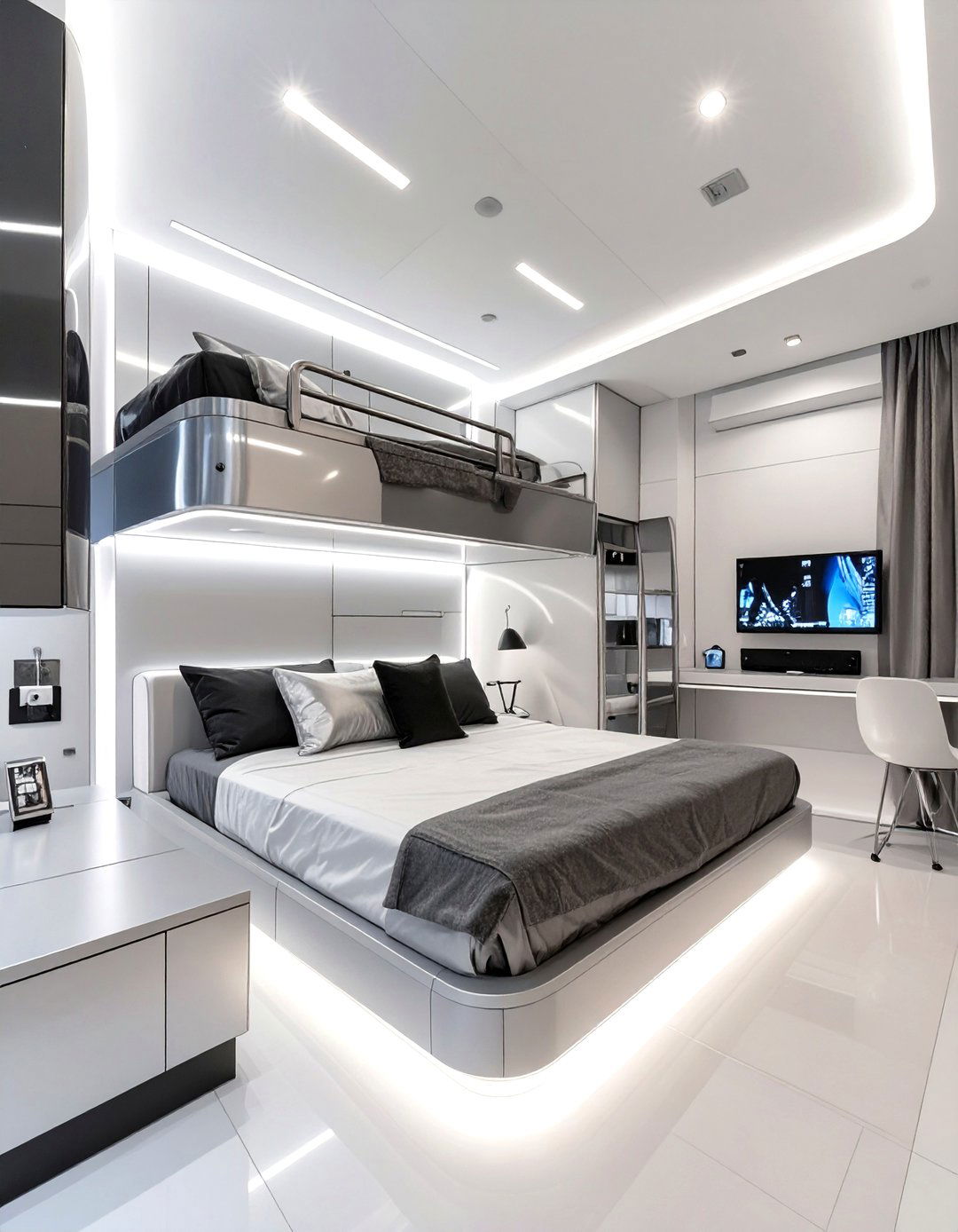 Sleek Futurist Dorm Room - 30 dorm room inspiration