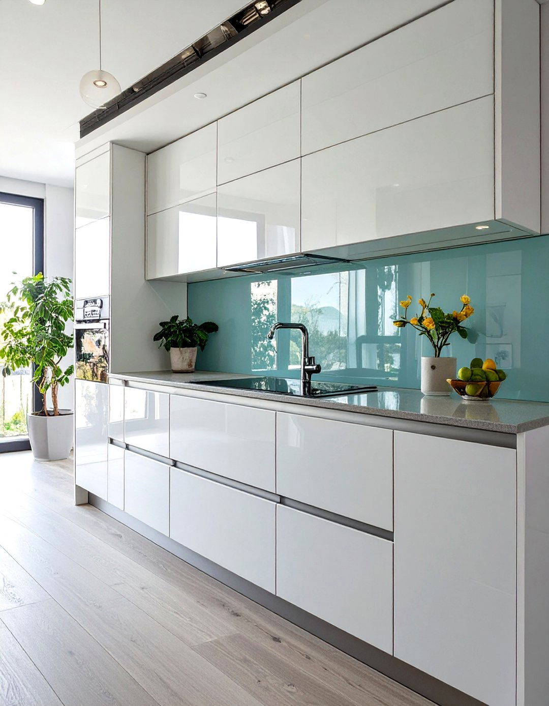 Sleek Glass Sheet Backsplash