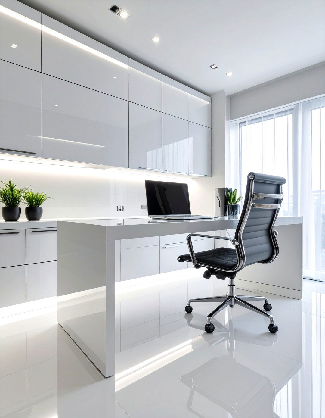 Sleek High Gloss Home Office - 30 home office decorating ideas