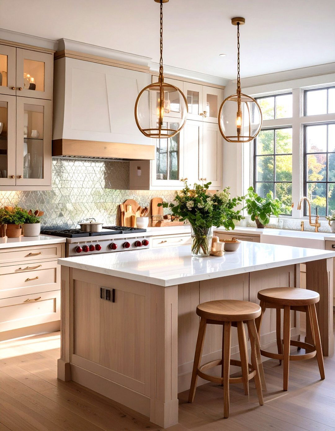 Sleek Kitchen with a Mirrored Backsplash - 30 kitchen wall decor ideas