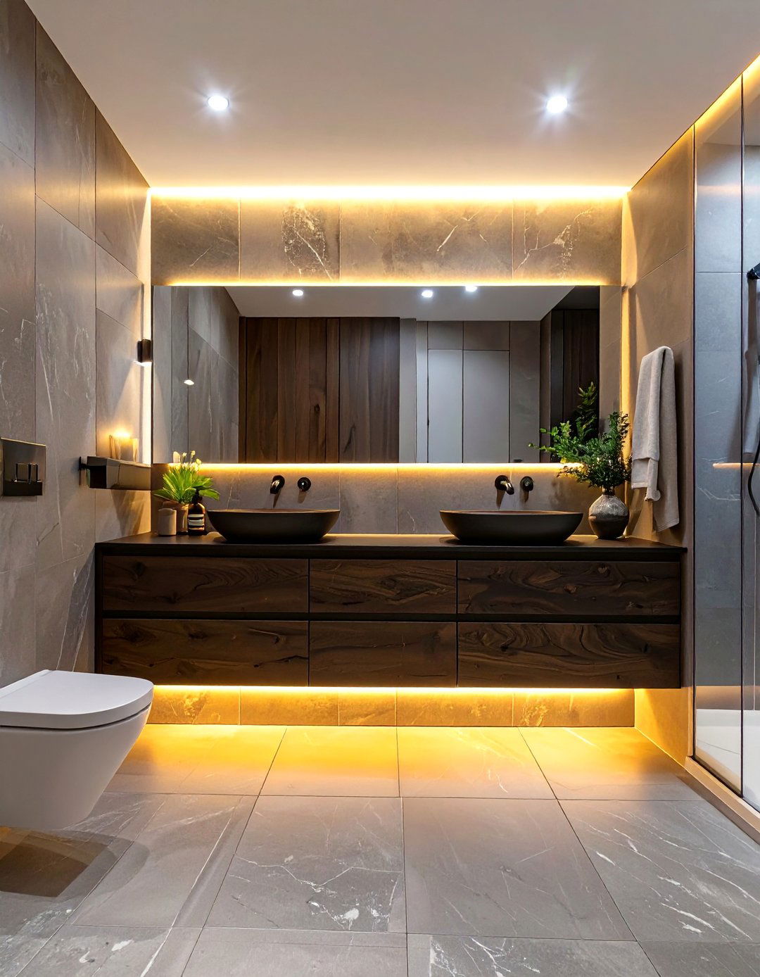 Sleek LED Strip Lighting - 30 bathroom lighting ideas
