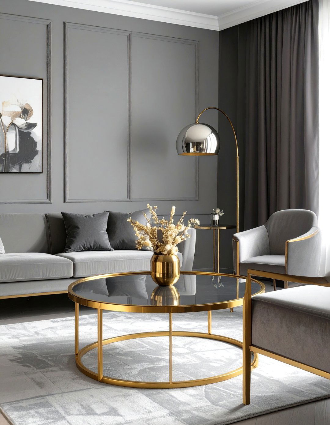 Sleek Metallic Accents Living Room - 30 modern luxury modern living room design ideas