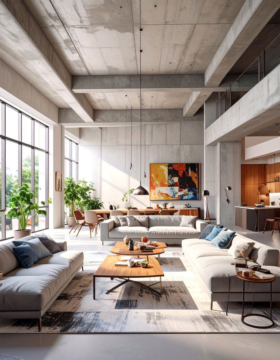Sleek Minimalist Concrete Finish - 30 ceiling ideas for living room